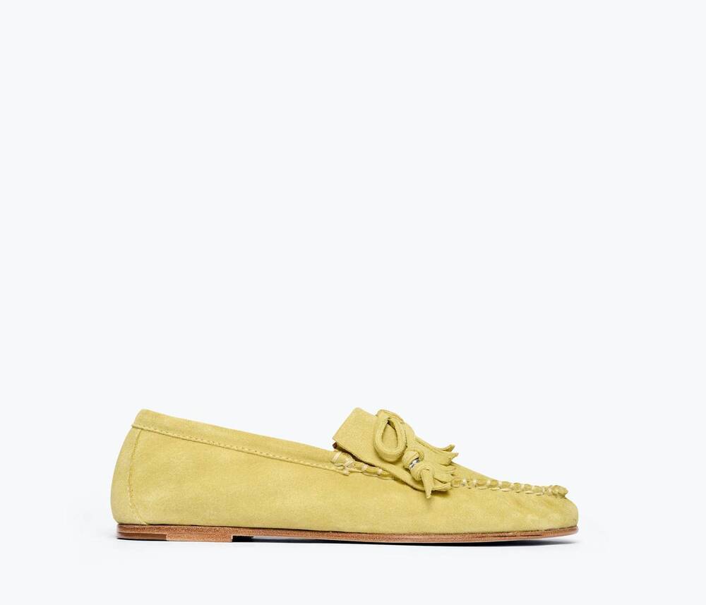 NEW FREDA SALVADOR women's celeste fringe loafer in citrus suede